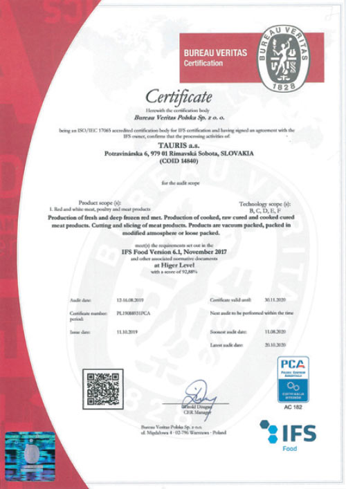 Certifikát FSSC 22 000